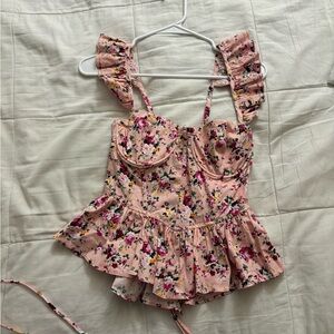 Floral corset-like top. Brand new. Tags still on.